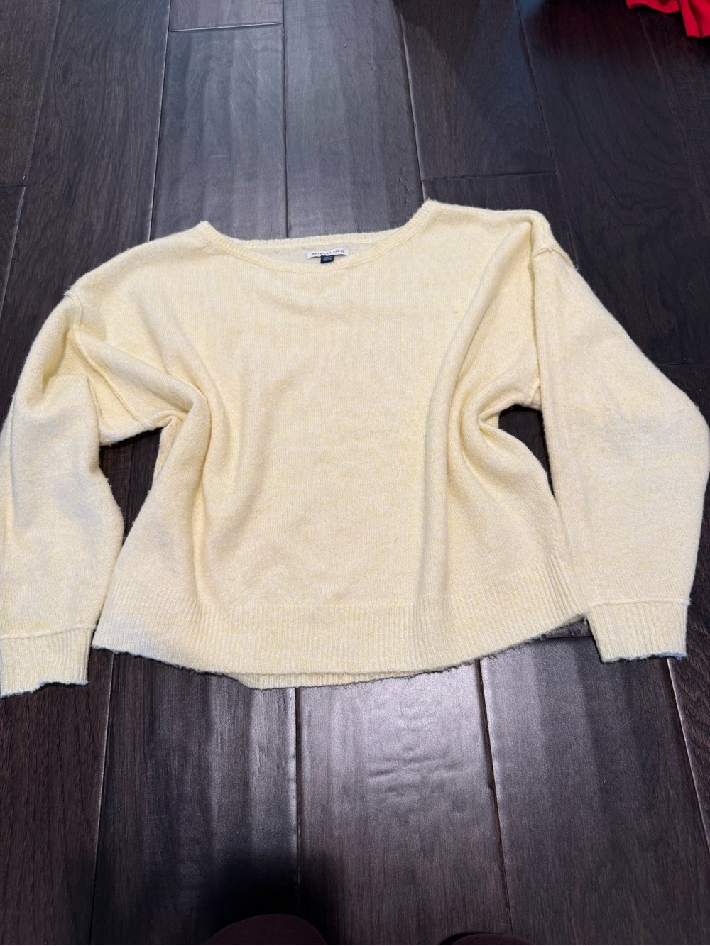 American Eagle Outfitters Pale Yellow Boatneck Sweater